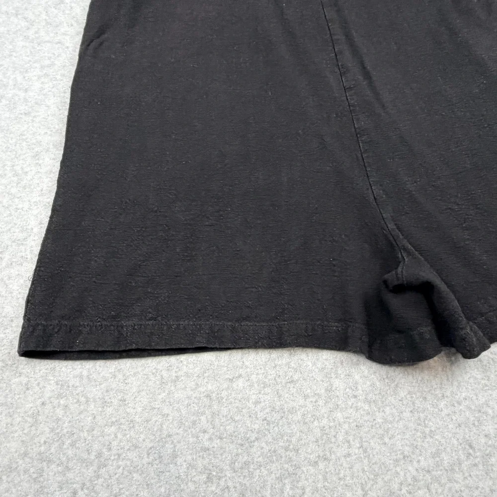 Anrabess Womens Large Black Linen Blend Short Overalls Adjustable Romper Pockets